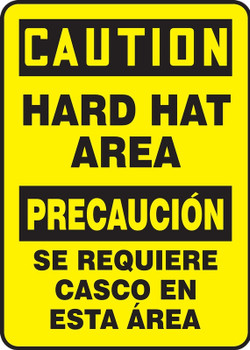 Bilingual OSHA Caution Safety Sign: Hard Hat Area 20" x 14" Accu-Shield 1/Each - SBMPPA614XP