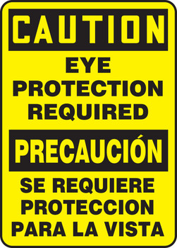 Bilingual Spanish OSHA Caution Safety Sign: Eye Protection Required 14" x 10" Dura-Plastic 1/Each - SBMPPA615XT