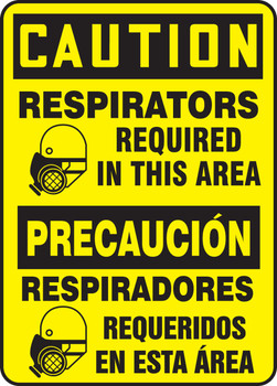 Bilingual OSHA Caution Safety Sign: Respirators Required In This Area 14" x 10" Aluma-Lite 1/Each - SBMPPA652XL