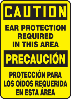 Bilingual OSHA Caution Safety Sign: Ear Protection Required In This Area 20" x 14" Aluminum 1/Each - SBMPPA661VA