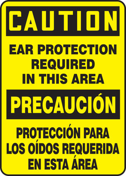 Bilingual OSHA Caution Safety Sign: Ear Protection Required In This Area 20" x 14" Dura-Plastic 1/Each - SBMPPA661XT