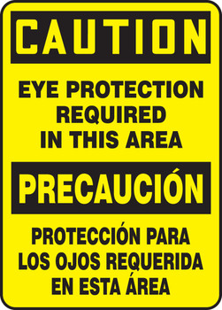 Bilingual OSHA Caution Safety Sign: Eye Protection Required In This Area 20" x 14" Accu-Shield 1/Each - SBMPPA663XP