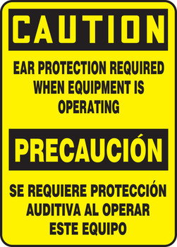 Spanish Bilingual Safety Sign 14" x 10" Adhesive Vinyl 1/Each - SBMPPA683VS