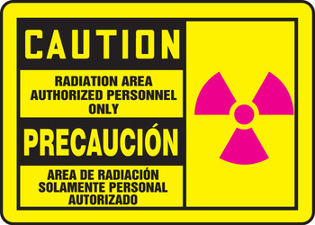 Bilingual OSHA Caution safety Sign: Radiation Area - Authorized Personnel Only 7" x 10" Dura-Plastic 1/Each - SBMRAD632MXT