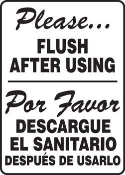 Bilingual Restroom Sign: Please Flush After Using 14" x 10" Aluminum 1/Each - SBMRST573VA