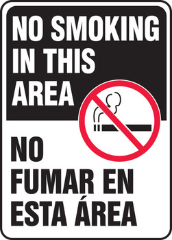 Spanish Bilingual Smoking Control Sign: No Smoking In This Area 14" x 10" Aluminum 1/Each - SBMSMG531VA