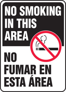 Spanish Bilingual Smoking Control Sign: No Smoking In This Area 14" x 10" Plastic 1/Each - SBMSMG531VP