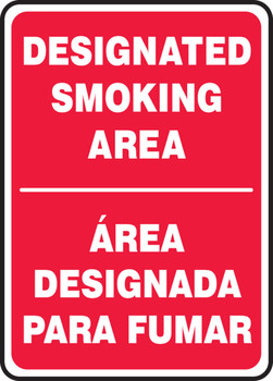 Bilingual Safety Sign: Designated Smoking Area 14" x 10" Plastic - SBMSMK403VP