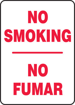 Spanish Bilingual Smoking Control Sign: No Smoking 20" x 14" Plastic 1/Each - SBMSMK419VP