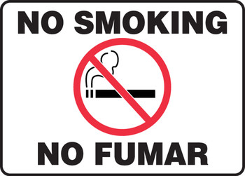 Bilingual Smoking Control Sign: No Smoking - No Fumar 7" x 10" Aluminum - SBMSMK427MVA