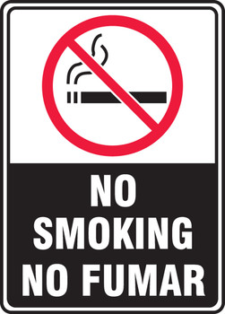 Spanish Bilingual Smoking Control Sign: No Smoking - No Fumar (Black/White) 7" x 5" Aluma-Lite 1/Each - SBMSMK508XL