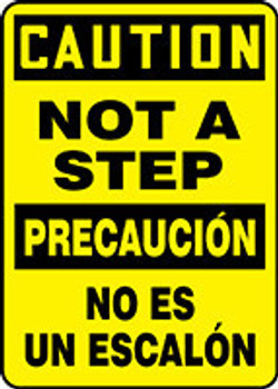 Bilingual OSHA Caution Safety Sign: Not A Step 14" x 10" Adhesive Vinyl 1/Each - SBMSTF649VS