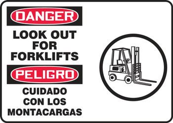 Bilingual OSHA Danger Sign: Look Out For Forklifts 7" x 10" Adhesive Vinyl 1/Each - SBMVHR126MVS