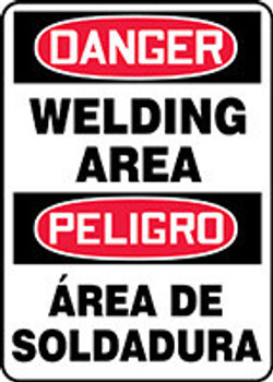 Spanish Bilingual OSHA Danger Safety Sign: Welding Area 20" x 14" Adhesive Vinyl 1/Each - SBMWLD011VS
