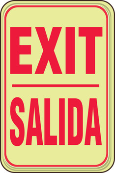 Bilingual Glow-In-The-Dark Safety Sign: Exit 9" x 6" 1/Each - SBPAR720