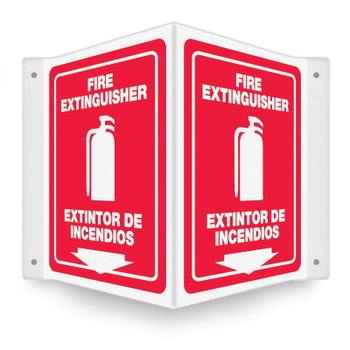 Bilingual Projection Sign: Fire Extinguisher 12" x 9" Panel - SBPSP391