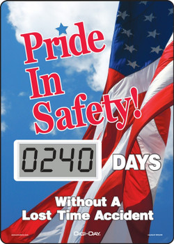 Mini Digi-Day Electronic Scoreboards: Pride In Safety: _ Days Without A Lost Time Accident 14" x 10" 1/Each - SCL240