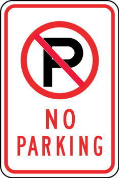 Parking Sign: No Parking (With Symbol) Spanish 24" x 18" Engineer Grade Reflective Aluminum (.080) 1/Each - SHFRP140RA