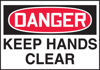 OSHA Danger Safety Label: Keep Hands Clear Spanish Adhesive Dura Vinyl 3 1/2" x 5" 1/Each - SHLEQM279XVE