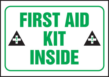 Safety Label: First Aid Kit Inside Spanish Adhesive Vinyl 3 1/2" x 5" 5/Pack - SHLFSD509VSP