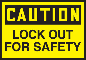 OSHA Caution Lockout/Tagout Label: Lock Out For Safety Spanish Adhesive Vinyl 3 1/2" x 5" 5/Pack - SHLLKT611VSP