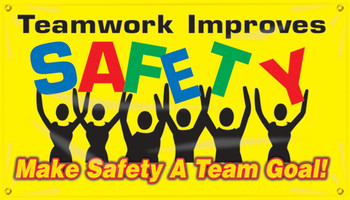 Safety Banners: Teamwork Improves Safety Spanish 28" x 4-ft. 1/Each - SHMBR424