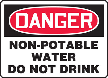 OSHA Danger Safety Sign: Non-Potable Water - Do Not Drink Spanish 10" x 14" Adhesive Vinyl 1/Each - SHMCAW125VS