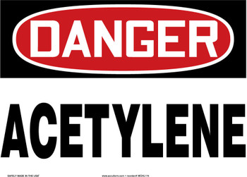 OSHA Danger Safety Sign: Acetylene Spanish 10" x 14" Plastic 1/Each - SHMCHL174VP