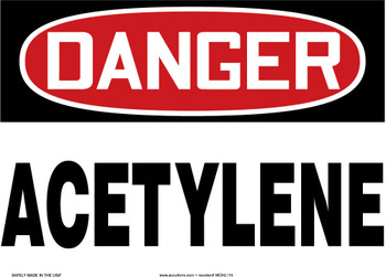 OSHA Danger Safety Sign: Acetylene Spanish 7" x 10" Aluminum 1/Each - SHMCHL196VA