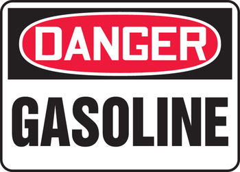 OSHA Danger Safety Sign: Gasoline Spanish 14" x 20" Adhesive Vinyl 1/Each - SHMCHL212VS