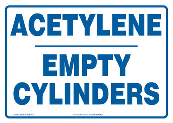 Safety Sign: Acetylene - Empty Cylinders Spanish 10" x 14" Dura-Fiberglass 1/Each - SHMCPG531XF