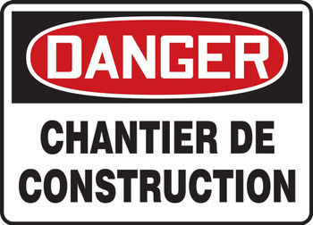 OSHA Danger Safety Sign: Construction Area Spanish 14" x 20" Adhesive Vinyl 1/Each - SHMCRT106VS