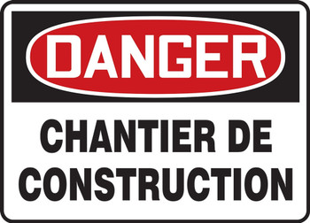 OSHA Danger Safety Sign: Construction Area Spanish 7" x 10" Adhesive Dura-Vinyl 1/Each - SHMCRT127XV