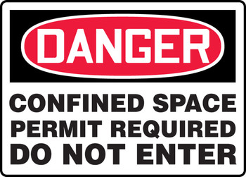 OSHA Danger Safety Sign: Confined Space - Permit Required - Do Not Enter Spanish 10" x 14" Plastic 1/Each - SHMCSP026VP