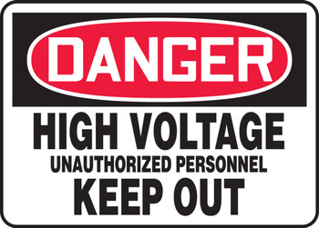 OSHA Danger Safety Sign: High Voltage - Unauthorized Personnel Keep Out Spanish 14" x 20" Adhesive Vinyl 1/Each - SHMELC082VS