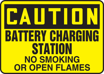 OSHA Caution Safety Sign: Battery Charging Station No Smoking or Open Flames Spanish 7" x 10" Accu-Shield 1/Each - SHMELC636XP