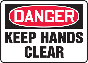 OSHA Danger Safety Sign - Keep Hands Clear Spanish 10" x 14" Adhesive Dura-Vinyl 1/Each - SHMEQM050XV