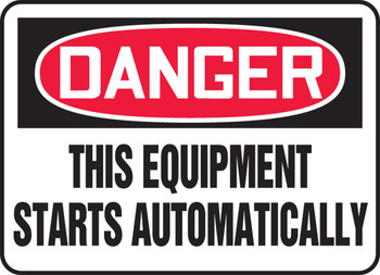 OSHA Danger Safety Sign - This Equipment Starts Automatically Spanish 14" x 20" Dura-Fiberglass 1/Each - SHMEQM090XF