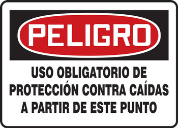 OSHA Danger Fall Protection Sign: Fall Protection Required Beyond This Point Spanish 10" x 14" Accu-Shield 1/Each - SHMFPR105XP