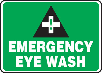 Safety Sign: Emergency Eye Wash Spanish 10" x 14" Adhesive Dura-Vinyl 1/Each - SHMFSD984XV