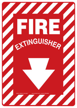 Safety Sign: Fire Extinguisher (Down Arrow White) Spanish 10" x 7" Adhesive Dura-Vinyl 1/Each - SHMFXG417XV