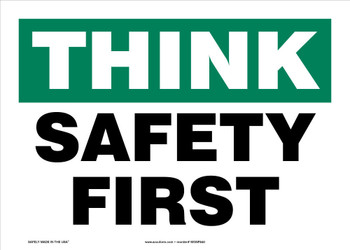 Safety Sign: Think - Safety First Spanish 7" x 10" Plastic 1/Each - SHMGNF956VP