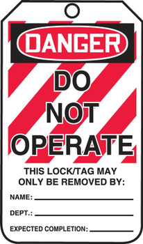 OSHA Danger Lockout Safety Tags: Do Not Operate Spanish HS-Laminate 25/Pack - SHMLT400LTP