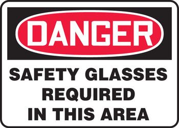 OSHA Danger Safety Sign: Safety Glasses Required In This Area Spanish 10" x 14" Aluminum 1/Each - SHMPPA002VA