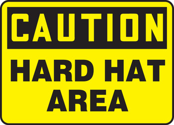 OSHA Caution Safety Sign: Hard Hat Area Spanish 7" x 10" Adhesive Dura-Vinyl 1/Each - SHMPPA612XV