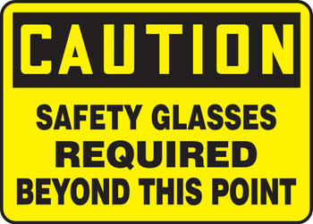 OSHA Caution Safety Sign: Safety Glasses Required Beyond This Point Spanish 10" x 14" Plastic 1/Each - SHMPPA703VP