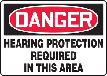 OSHA Danger Safety Sign: Hearing Protection Required Spanish 10" x 14" Adhesive Vinyl 1/Each - SHMPPE218VS