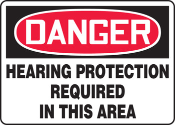 OSHA Danger Safety Sign: Hearing Protection Required Spanish 7" x 10" Adhesive Dura-Vinyl 1/Each - SHMPPE219XV