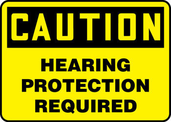 OSHA Caution Safety Sign: Hearing Protection Required Spanish 14" x 20" Dura-Fiberglass 1/Each - SHMPPE427XF