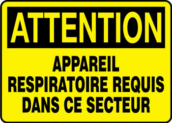 OSHA Caution Safety Sign: Respirators Required In This Area Spanish 10" x 14" Adhesive Vinyl 1/Each - SHMPPE440VS